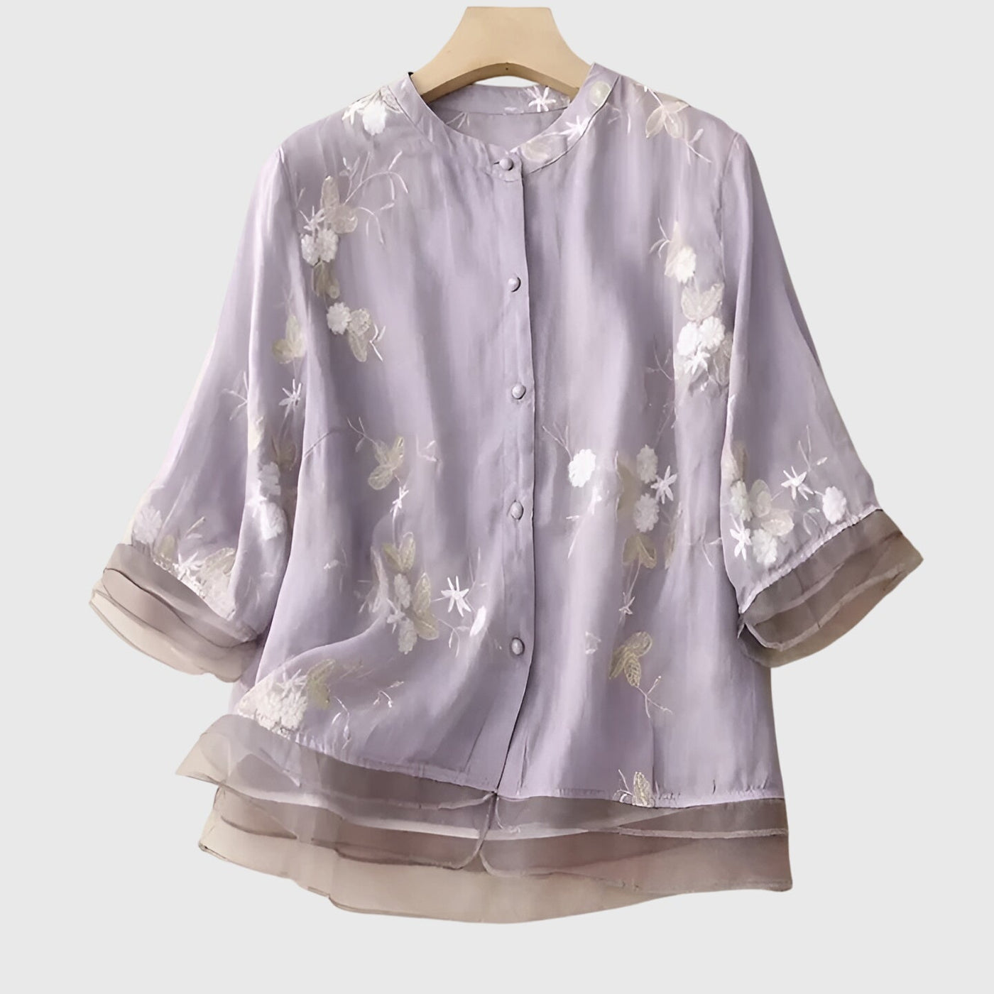 Clara | Elegant Top with Embroidered Flowers