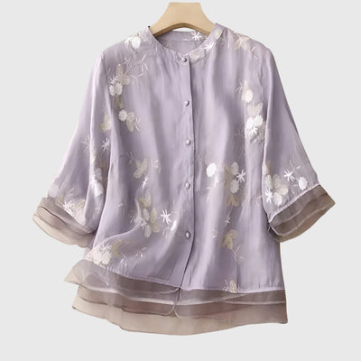 Clara | Elegant Top with Embroidered Flowers
